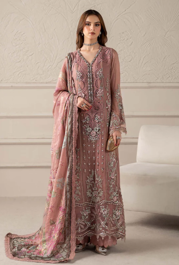 3 Piece Unstitched Embroidered Chiffon Suit